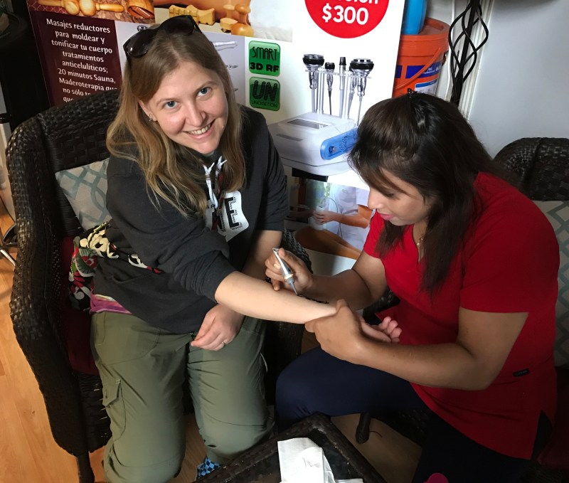 One of the clues lead us to a spa where Kat had to get a Henna tattoo in order to solve the puzzle.